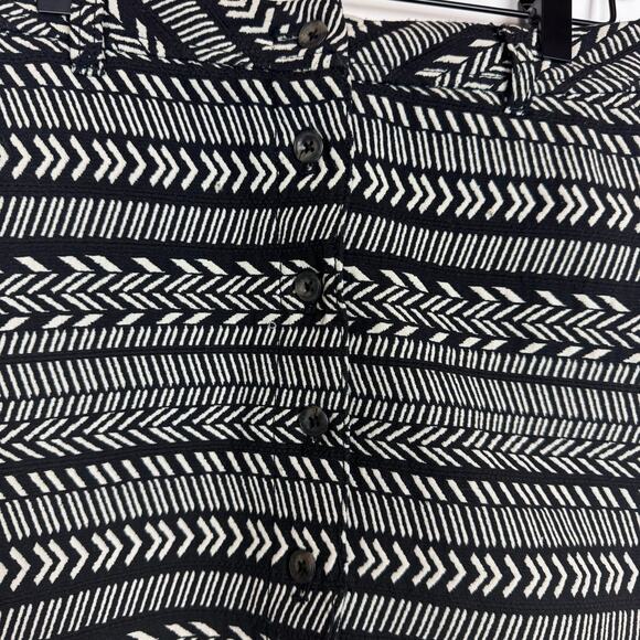 Anthropologie Maeve Fieldnotes button front Black White Tribal Striped Skirt 6 - Picture 4 of 7
